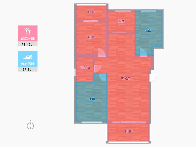 辽宁省-盘锦市-泰郡三期-96.06-户型库-动静分区