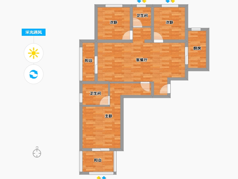 河南省-郑州市-豫发白鹭源春晓-79.83-户型库-采光通风