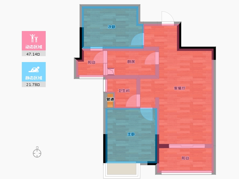 广东省-清远市-碧桂园・山湖城-60.60-户型库-动静分区