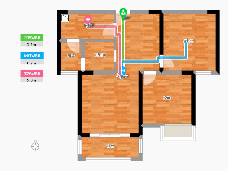 河南省-郑州市-瓦屋李7号楼-60.65-户型库-动静线