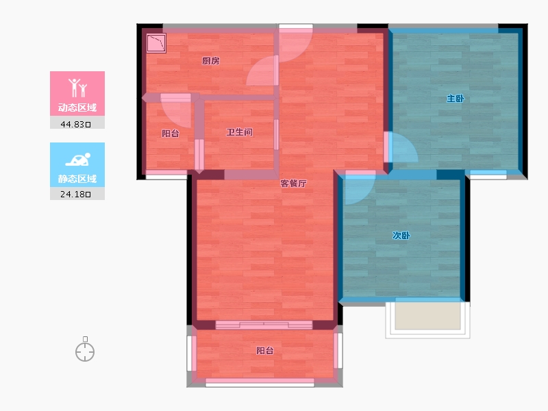 河南省-郑州市-瓦屋李7号楼-60.65-户型库-动静分区