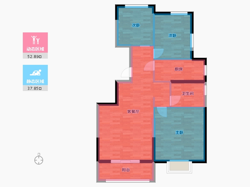 天津-天津市-恒大悦湖公馆-81.76-户型库-动静分区