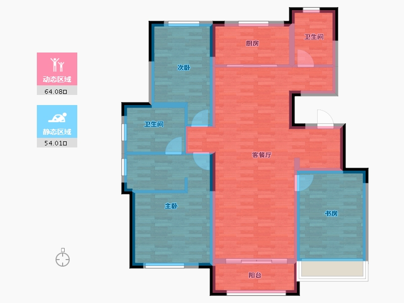 辽宁省-沈阳市-融创中央学府-105.84-户型库-动静分区