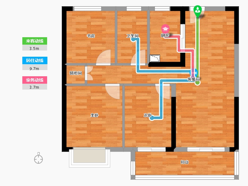 湖南省-长沙市-融创城-70.70-户型库-动静线