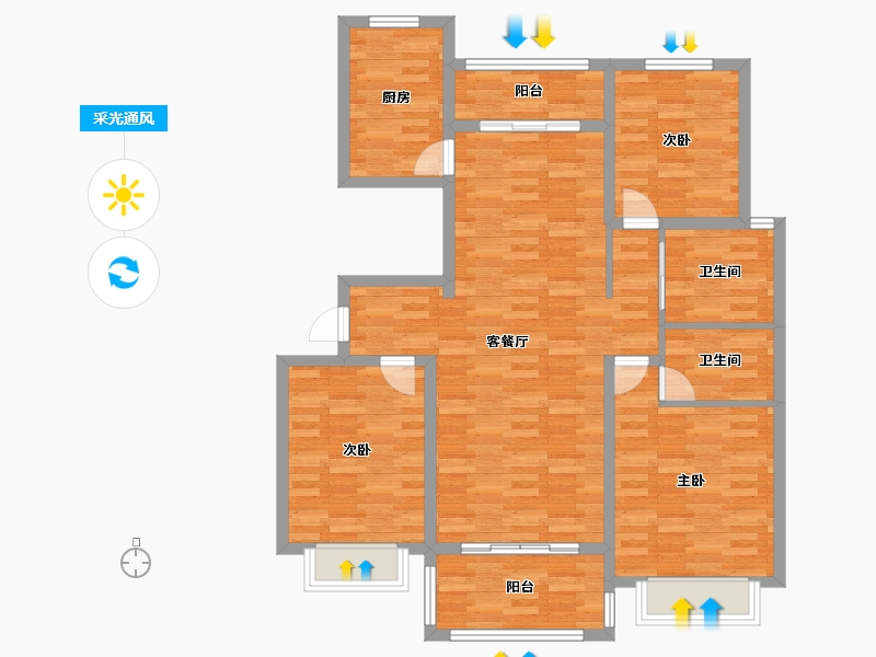 山东省-临沂市-天基云蒙庄园-103.94-户型库-采光通风