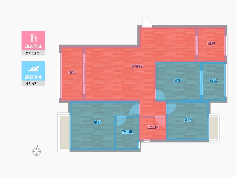 福建省-泉州市-永春美玲新天地-95.93-户型库-动静分区