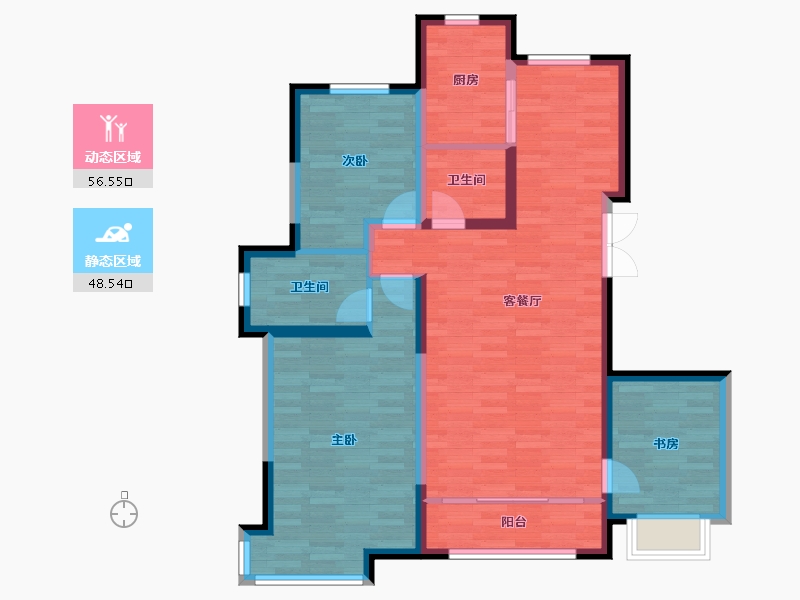 宁夏回族自治区-银川市-金盛阅景-94.20-户型库-动静分区