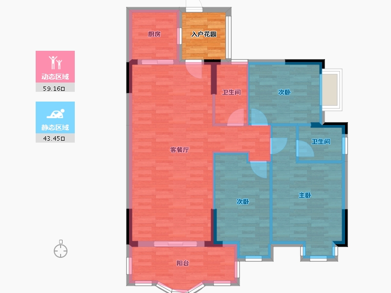 湖北省-咸宁市-璟湖世纪城-97.97-户型库-动静分区