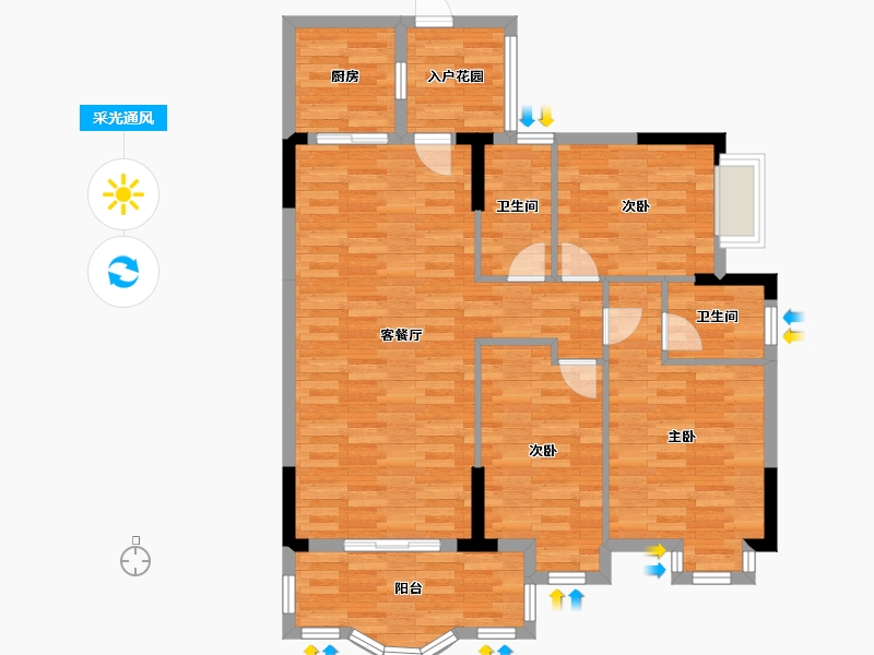 湖北省-咸宁市-璟湖世纪城-97.97-户型库-采光通风