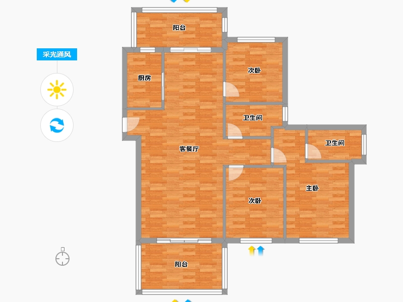 福建省-漳州市-荣成四季城-100.00-户型库-采光通风