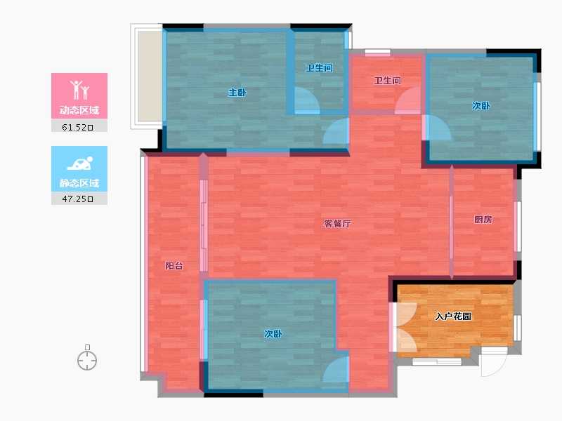 新疆维吾尔自治区-巴音郭楞蒙古自治州-桃源里-106.30-户型库-动静分区