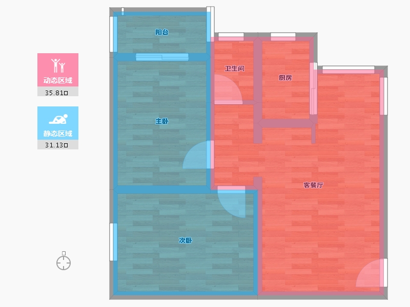 四川省-成都市-新鸿社区-58.83-户型库-动静分区