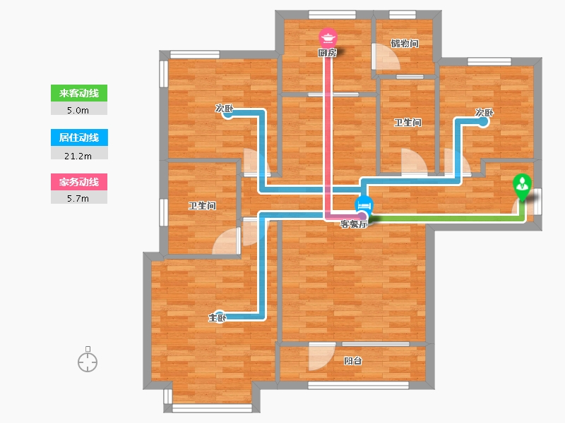 天津-天津市-新梅江锦秀里-91.89-户型库-动静线