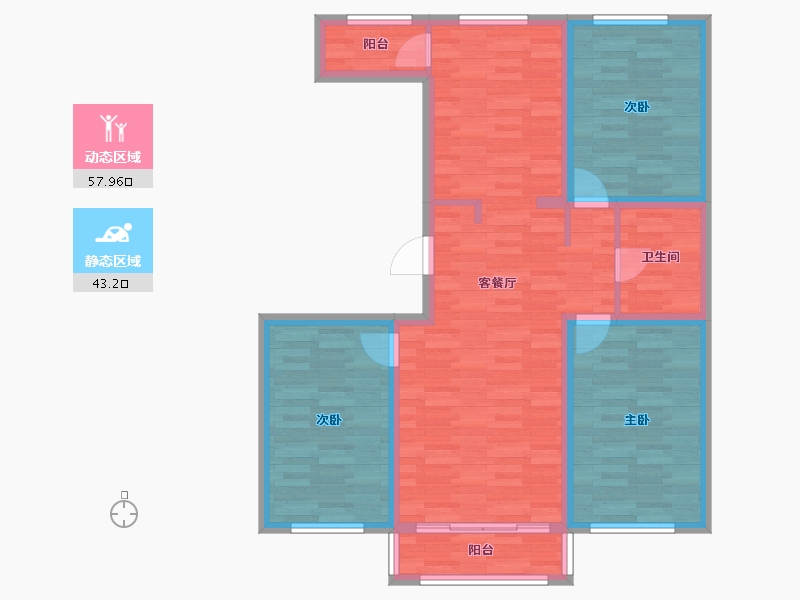 山西省-朔州市-世纪星城-90.39-户型库-动静分区