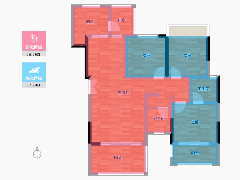 四川省-泸州市-翡翠公馆-84.11-户型库-动静分区