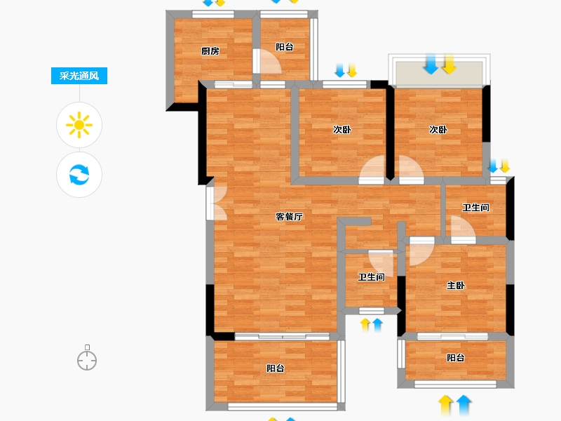 四川省-泸州市-翡翠公馆-84.11-户型库-采光通风