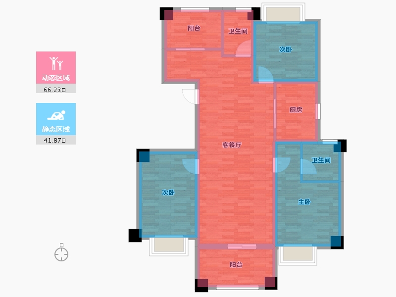 浙江省-丽水市-龙翔华府-95.85-户型库-动静分区