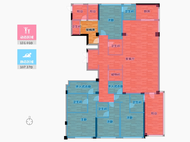 浙江省-杭州市-凤起潮鸣-223.57-户型库-动静分区