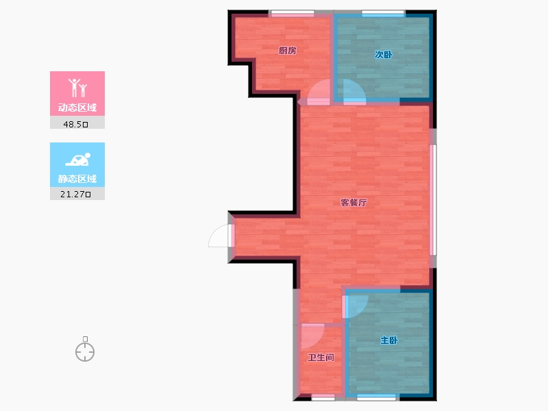 辽宁省-鞍山市-金海之家-61.93-户型库-动静分区