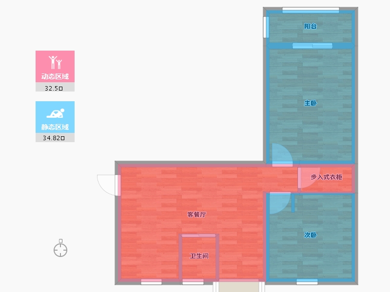 江苏省-南京市-杨庄新村西苑-60.00-户型库-动静分区