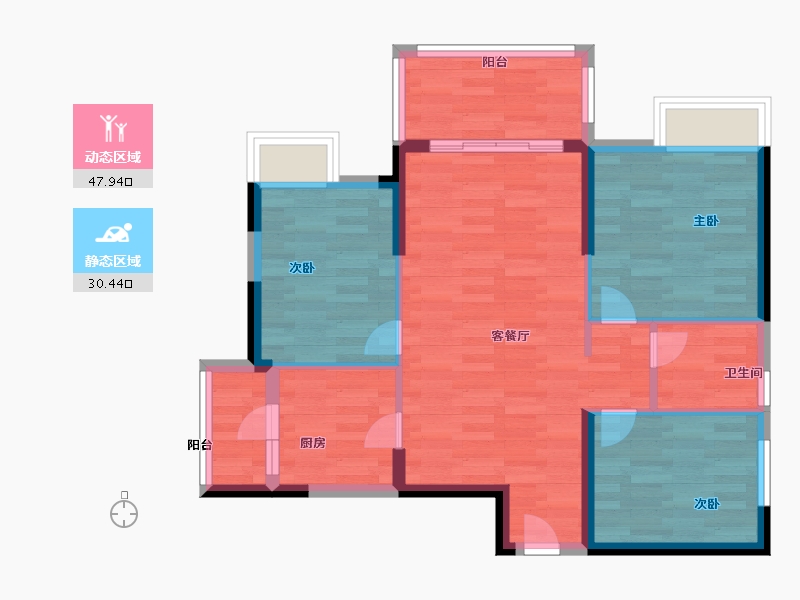 广东省-湛江市-天润・清华园-70.00-户型库-动静分区