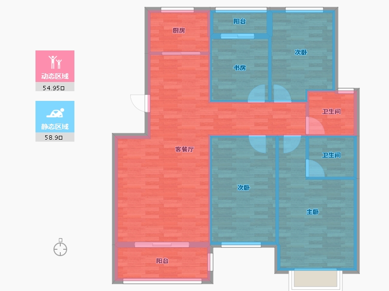 浙江省-温州市-蓝港花苑三期-103.68-户型库-动静分区