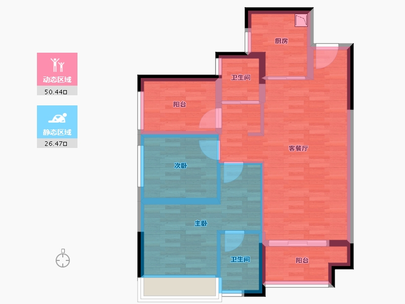 广东省-佛山市-万科中骏-67.78-户型库-动静分区