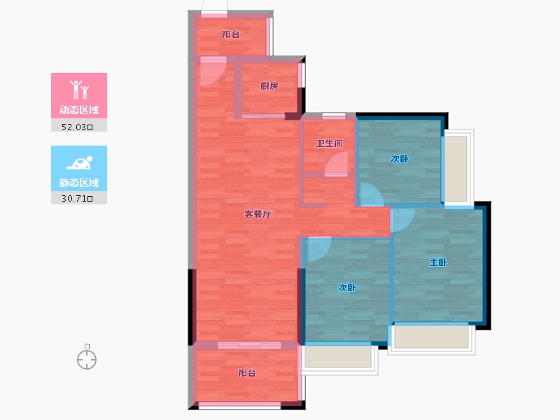 海南省-海口市-伊泰天骄-74.00-户型库-动静分区