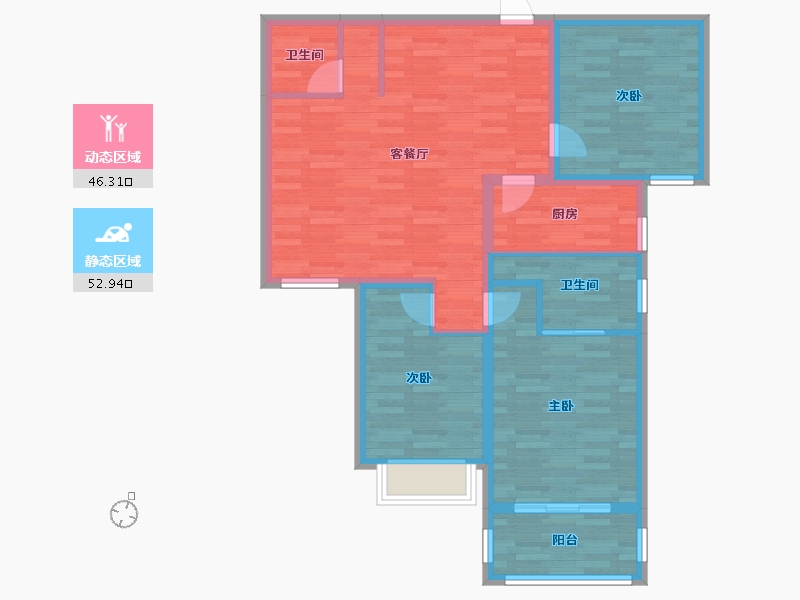 河北省-邯郸市-汉成华都-89.02-户型库-动静分区