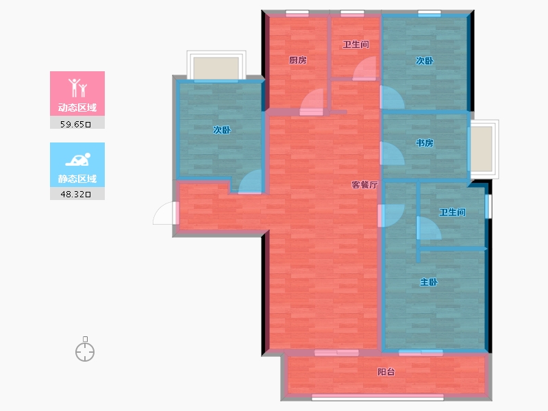 湖南省-长沙市-新城和樾-96.71-户型库-动静分区