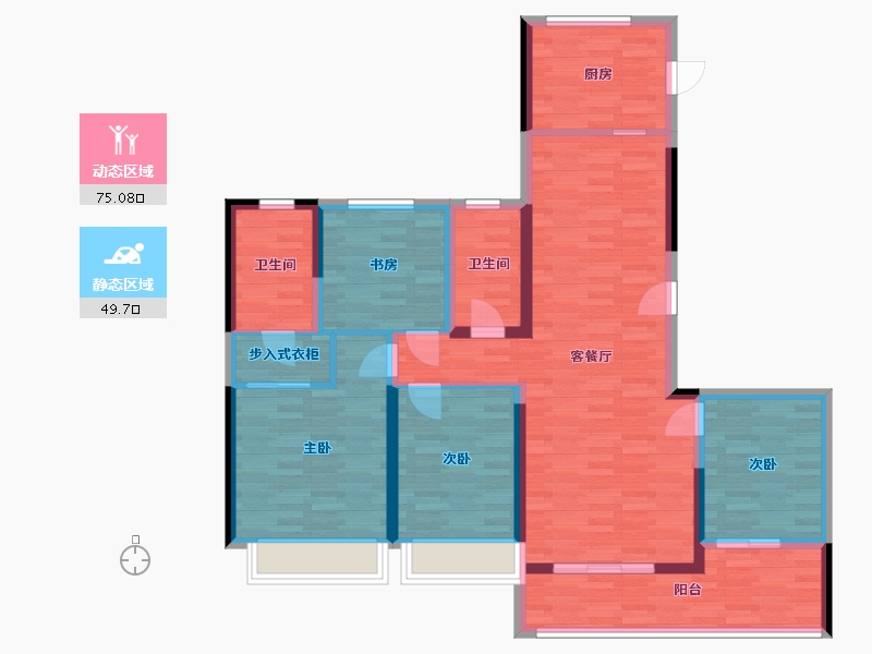 浙江省-杭州市-长龙领航-111.68-户型库-动静分区