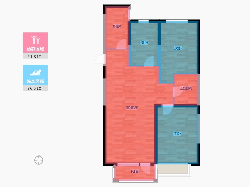 辽宁省-抚顺市-澳海澜庭-78.14-户型库-动静分区