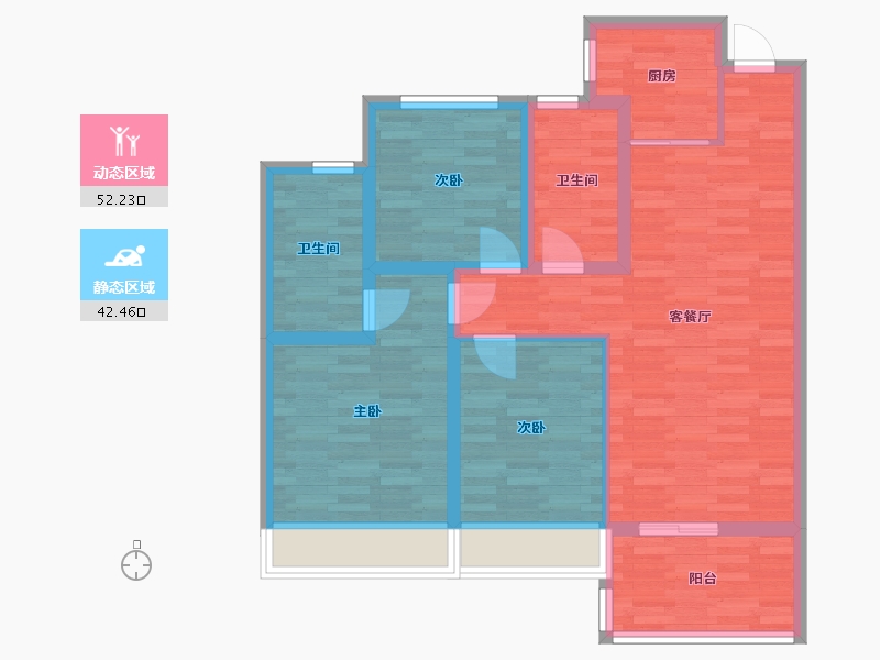 河南省-洛阳市-云星钱隆誉园-83.99-户型库-动静分区