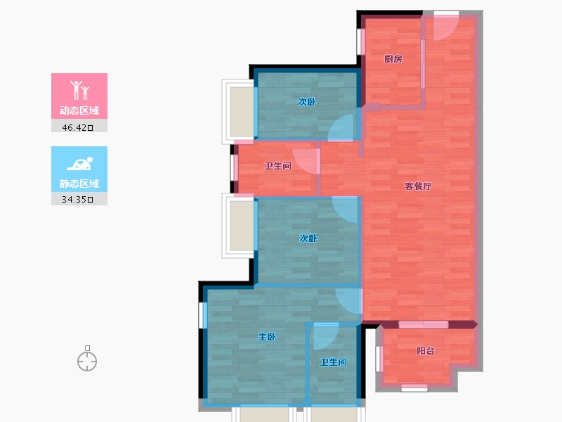 广东省-东莞市-万科翡翠松湖-72.44-户型库-动静分区