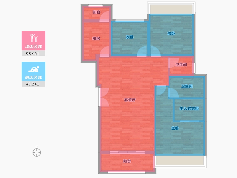 重庆-重庆市-新华塞纳美岸-91.81-户型库-动静分区