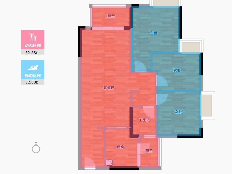 广东省-佛山市-敏捷金谷国际-74.59-户型库-动静分区