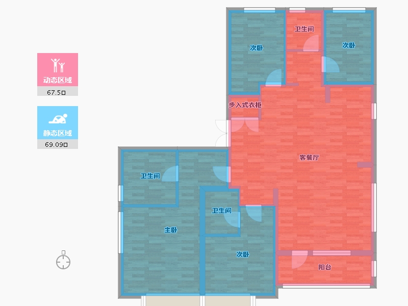 河北省-石家庄市-润德万科翡翠公园-122.85-户型库-动静分区