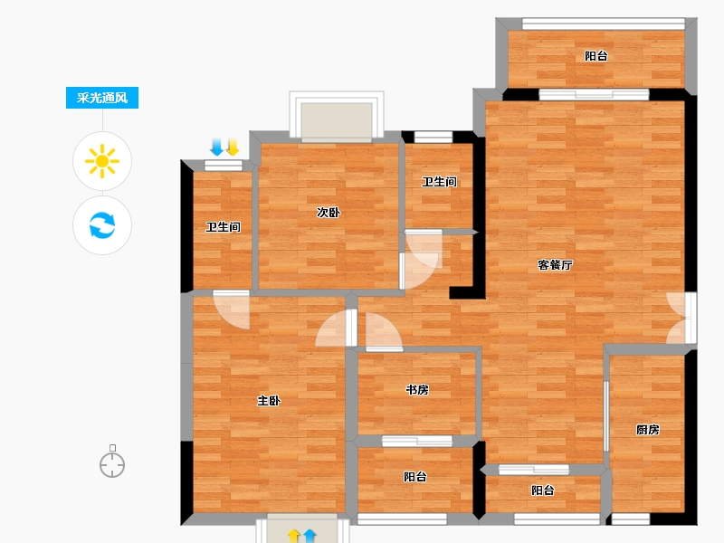 福建省-泉州市-润宇欧洲城-84.50-户型库-采光通风