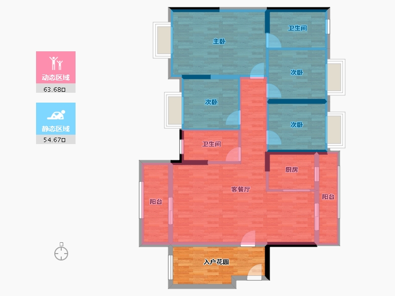 广东省-江门市-鹤山市沙坪镇新华城-115.28-户型库-动静分区