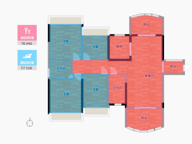 广东省-肇庆市-豪布斯卡-121.35-户型库-动静分区