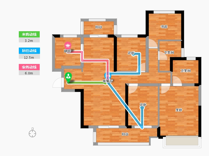 湖南省-长沙市-新城和樾-97.54-户型库-动静线