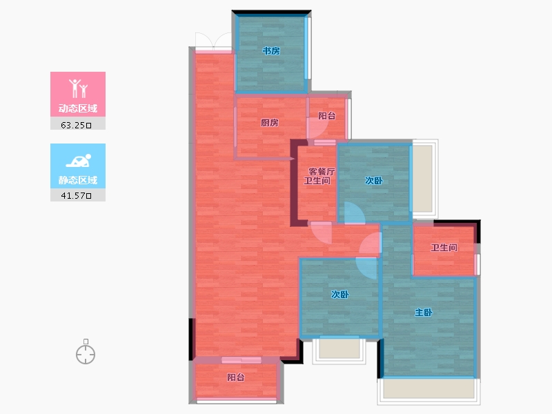 广西壮族自治区-玉林市-幸福御景-93.61-户型库-动静分区