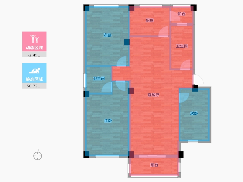 湖北省-黄冈市-鸿利金港新城-102.61-户型库-动静分区