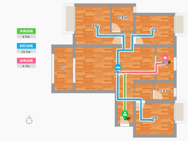 湖北省-十堰市-汉成时代-76.53-户型库-动静线