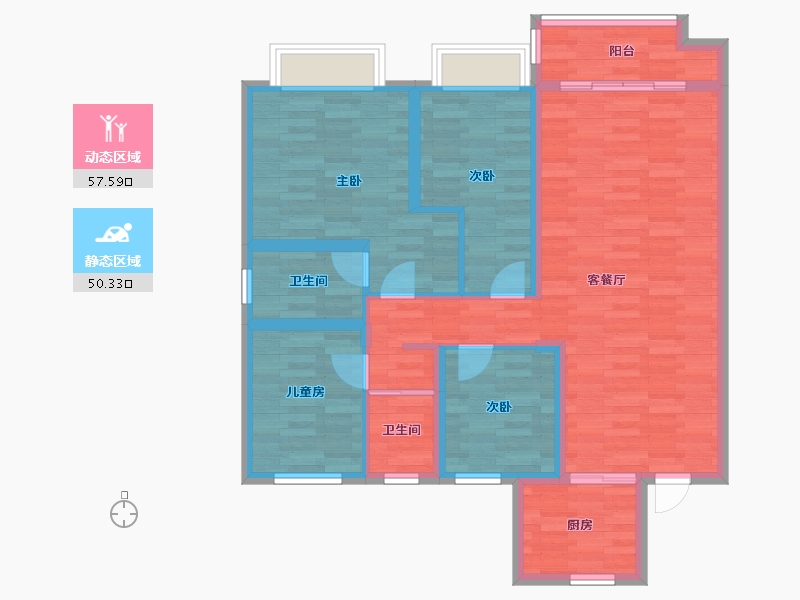 河北省-衡水市-碧桂园天悦府-94.97-户型库-动静分区