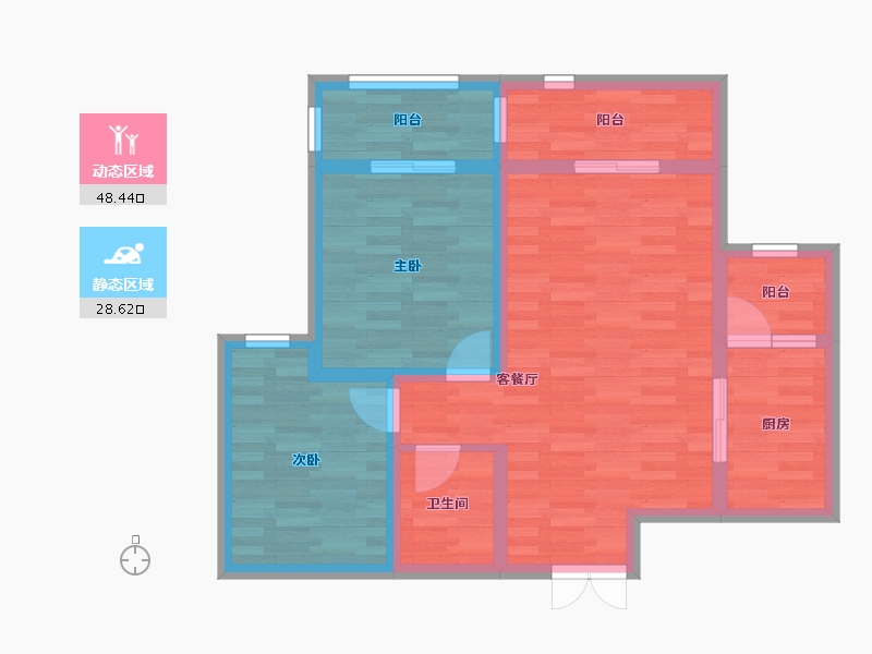 甘肃省-天水市-鑫满江-66.71-户型库-动静分区