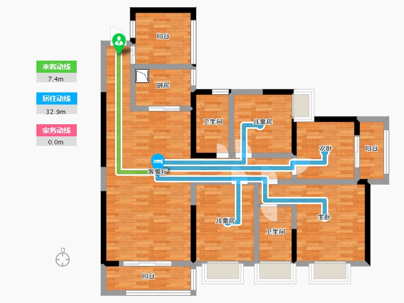 湖南省-长沙市-浏阳尚学城-106.44-户型库-动静线