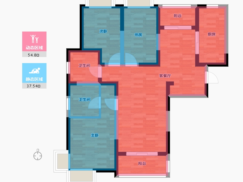 浙江省-杭州市-钱江一苑-80.80-户型库-动静分区