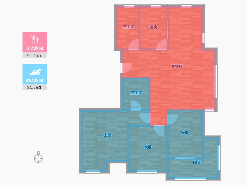 浙江省-杭州市-元都新苑-93.86-户型库-动静分区