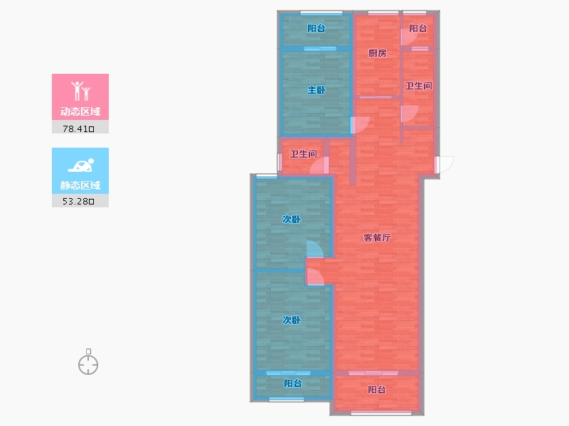 内蒙古自治区-呼和浩特市-铁骑华府-117.77-户型库-动静分区